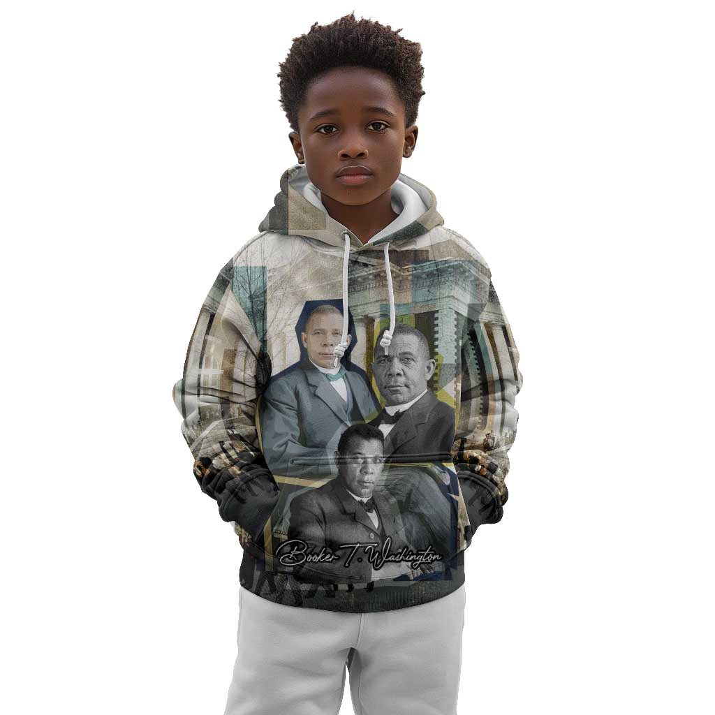 Booker T. Washington Kid Hoodie Historic Portrait Collage Civil Rights Legacy Educational Pioneer Design - African Pride