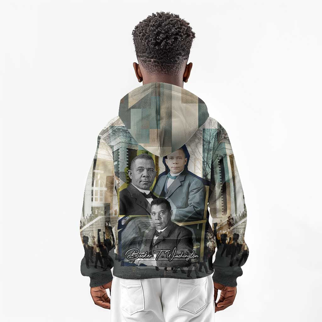 Booker T. Washington Kid Hoodie Historic Portrait Collage Civil Rights Legacy Educational Pioneer Design - African Pride
