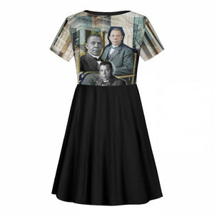 Booker T. Washington Kid Short Sleeve Dress Historic Portrait Collage Civil Rights Legacy Educational Pioneer Design TS04