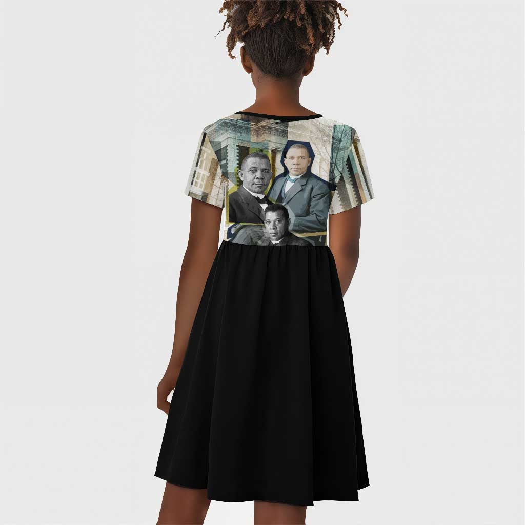 Booker T. Washington Kid Short Sleeve Dress Historic Portrait Collage Civil Rights Legacy Educational Pioneer Design TS04