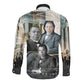Booker T. Washington Long Sleeve Button Shirt Historic Portrait Collage Civil Rights Legacy Educational Pioneer Design - African Pride