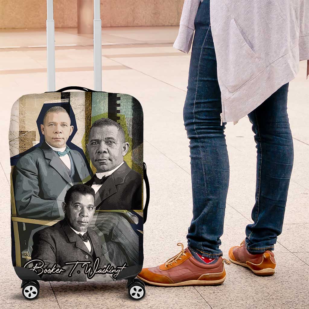 Booker T. Washington Luggage Cover Historic Portrait Collage Civil Rights Legacy Educational Pioneer Design - African Pride