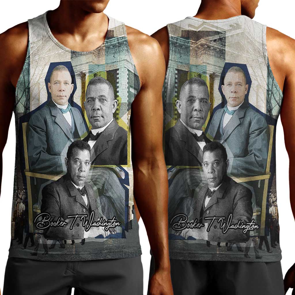 Booker T. Washington Men Tank Top Historic Portrait Collage Civil Rights Legacy Educational Pioneer Design - African Pride