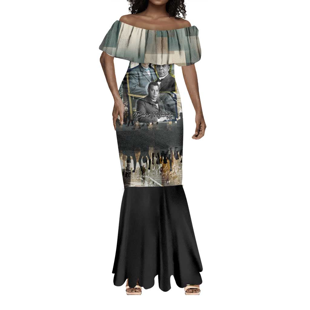 Booker T. Washington Mermaid Dress Historic Portrait Collage Civil Rights Legacy Educational Pioneer Design - African Pride