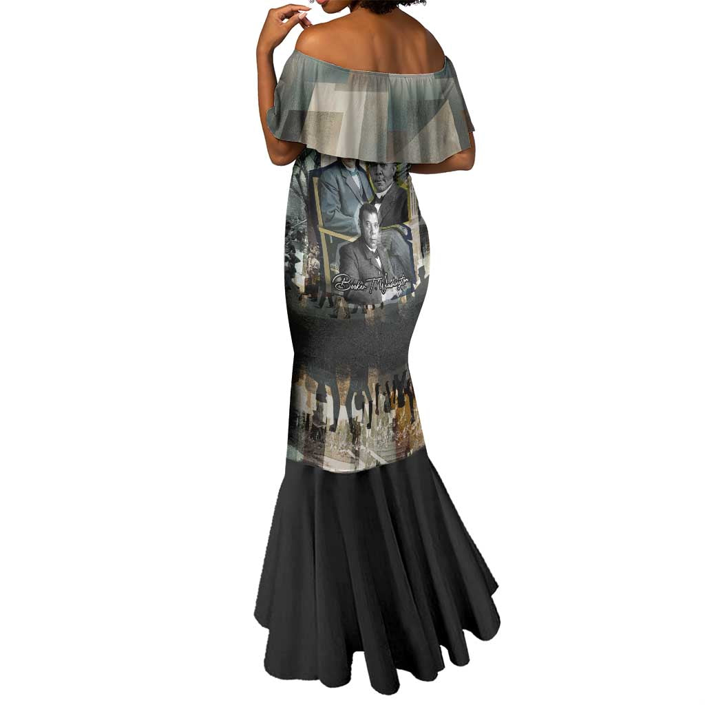 Booker T. Washington Mermaid Dress Historic Portrait Collage Civil Rights Legacy Educational Pioneer Design - African Pride