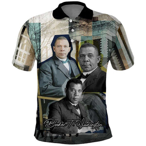 Booker T. Washington Polo Shirt Historic Portrait Collage Civil Rights Legacy Educational Pioneer Design TS04