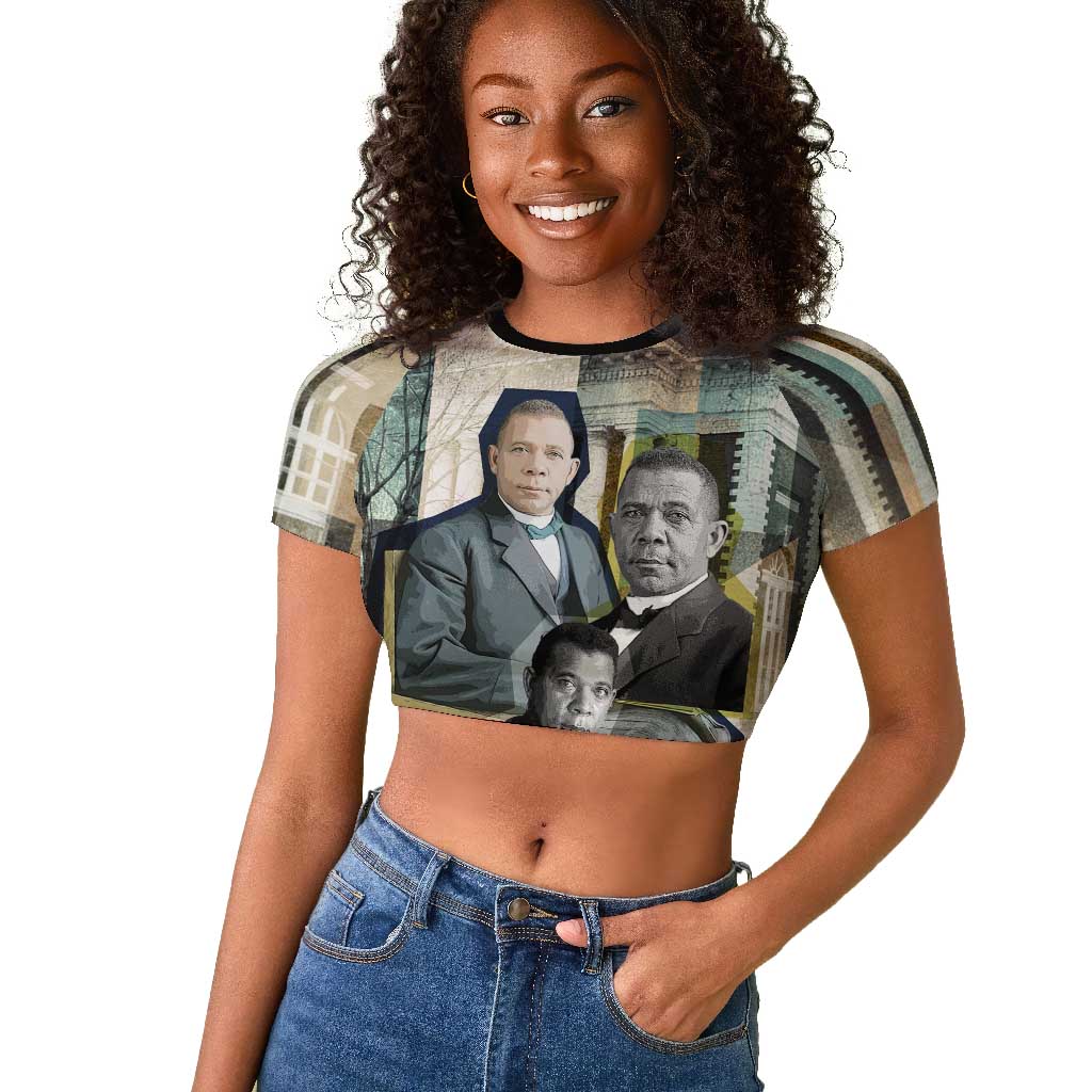 Booker T. Washington Raglan Cropped T shirt Historic Portrait Collage Civil Rights Legacy Educational Pioneer Design TS04