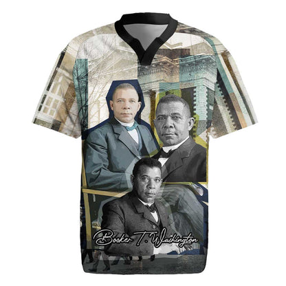 Booker T. Washington Rugby Jersey Historic Portrait Collage Civil Rights Legacy Educational Pioneer Design TS04