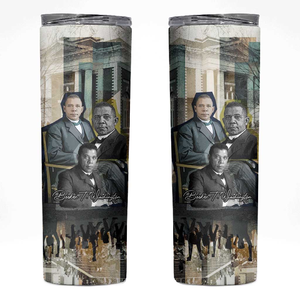 Booker T. Washington Skinny Tumbler Historic Portrait Collage Civil Rights Legacy Educational Pioneer Design - African Pride