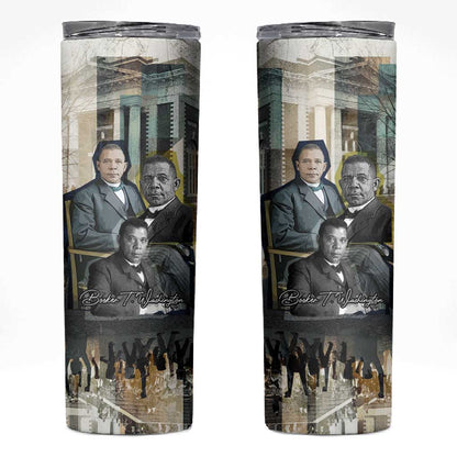 Booker T. Washington Skinny Tumbler Historic Portrait Collage Civil Rights Legacy Educational Pioneer Design - African Pride