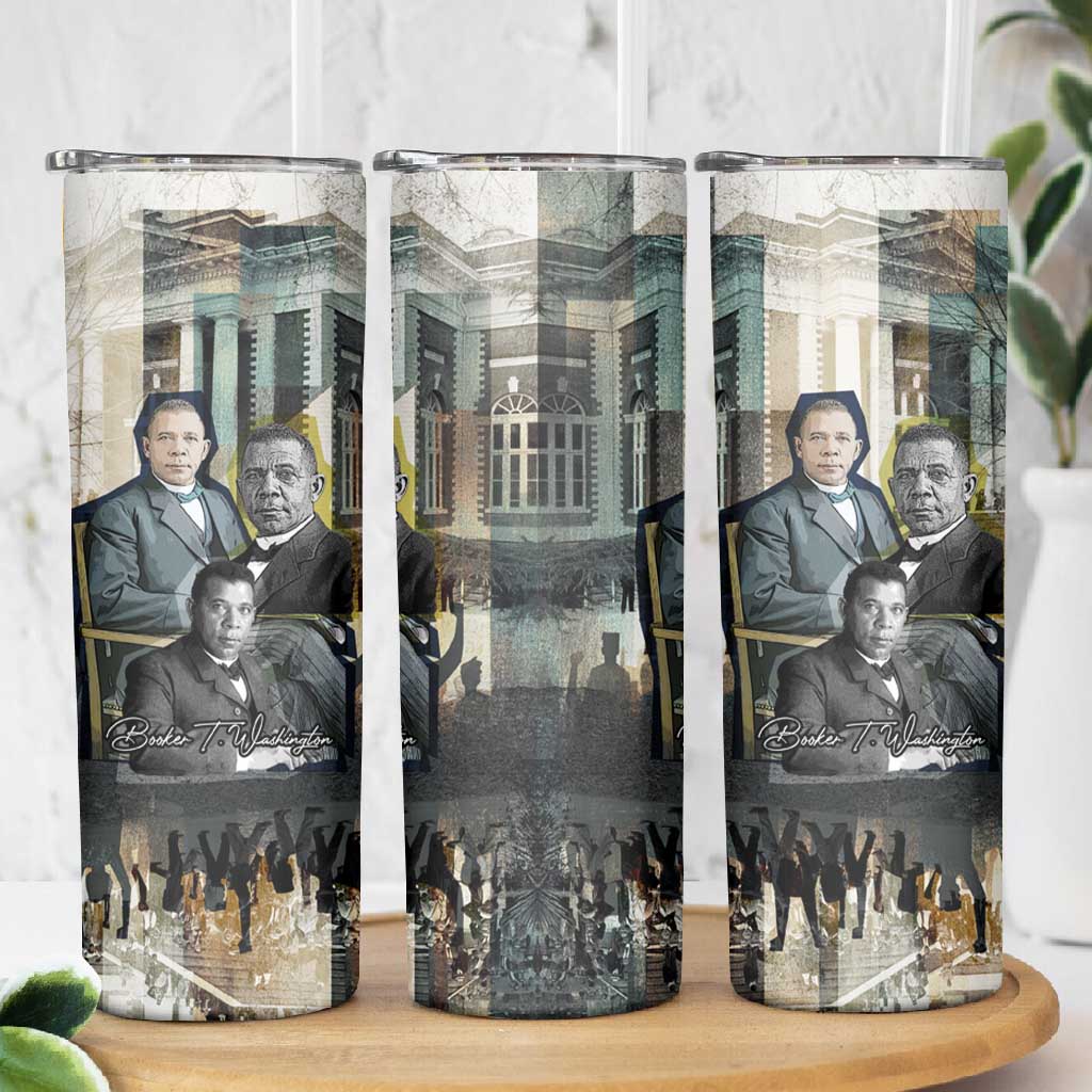 Booker T. Washington Skinny Tumbler Historic Portrait Collage Civil Rights Legacy Educational Pioneer Design - African Pride