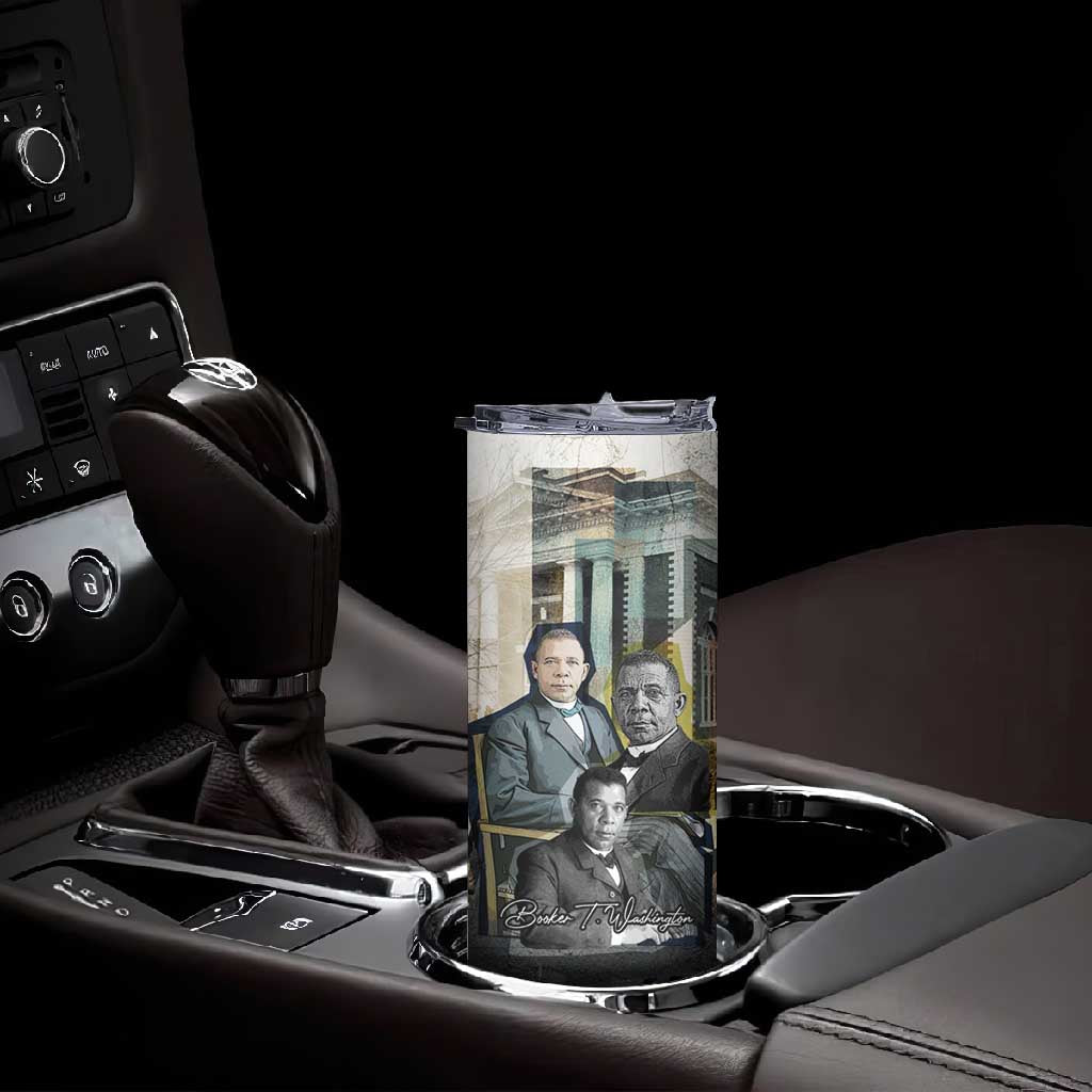 Booker T. Washington Skinny Tumbler Historic Portrait Collage Civil Rights Legacy Educational Pioneer Design - African Pride