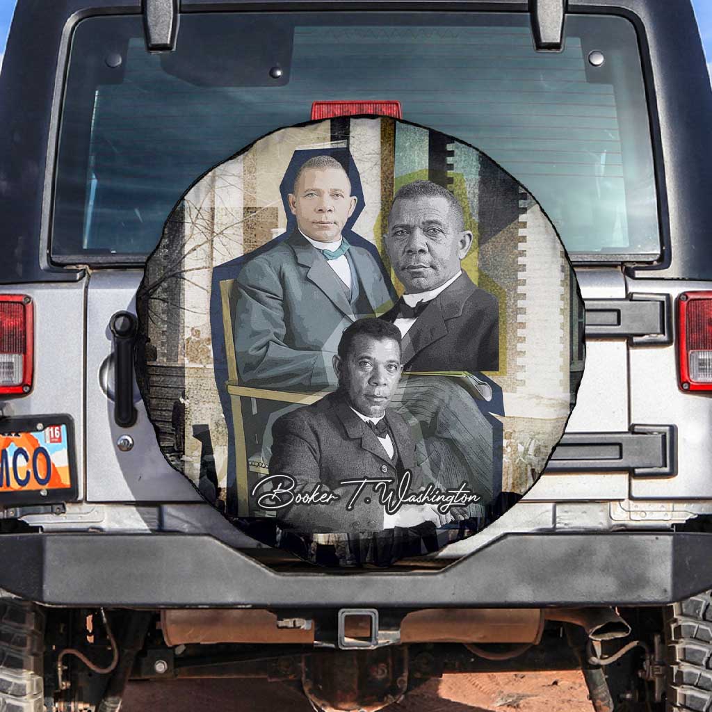 Booker T. Washington Spare Tire Cover Historic Portrait Collage Civil Rights Legacy Educational Pioneer Design - African Pride