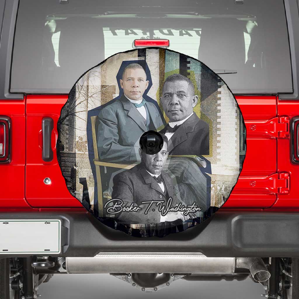 Booker T. Washington Spare Tire Cover Historic Portrait Collage Civil Rights Legacy Educational Pioneer Design - African Pride