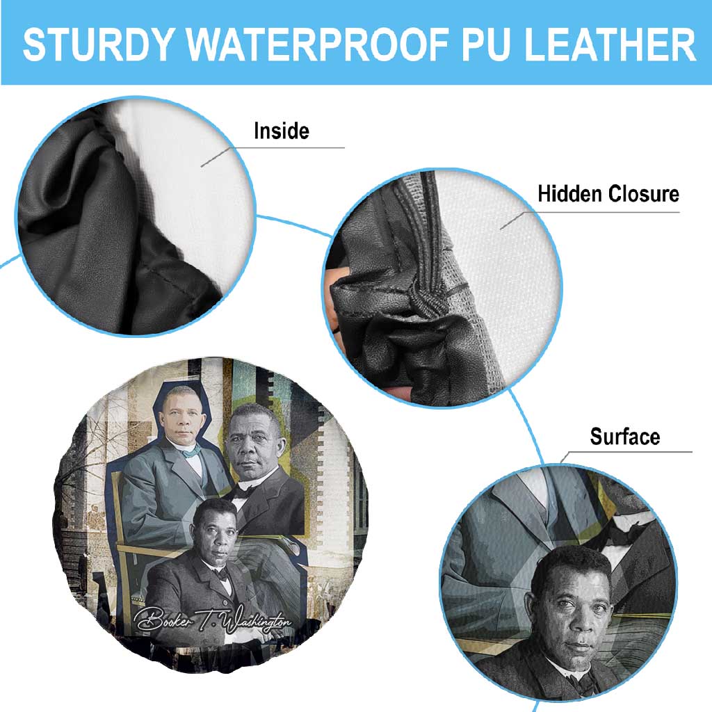 Booker T. Washington Spare Tire Cover Historic Portrait Collage Civil Rights Legacy Educational Pioneer Design - African Pride