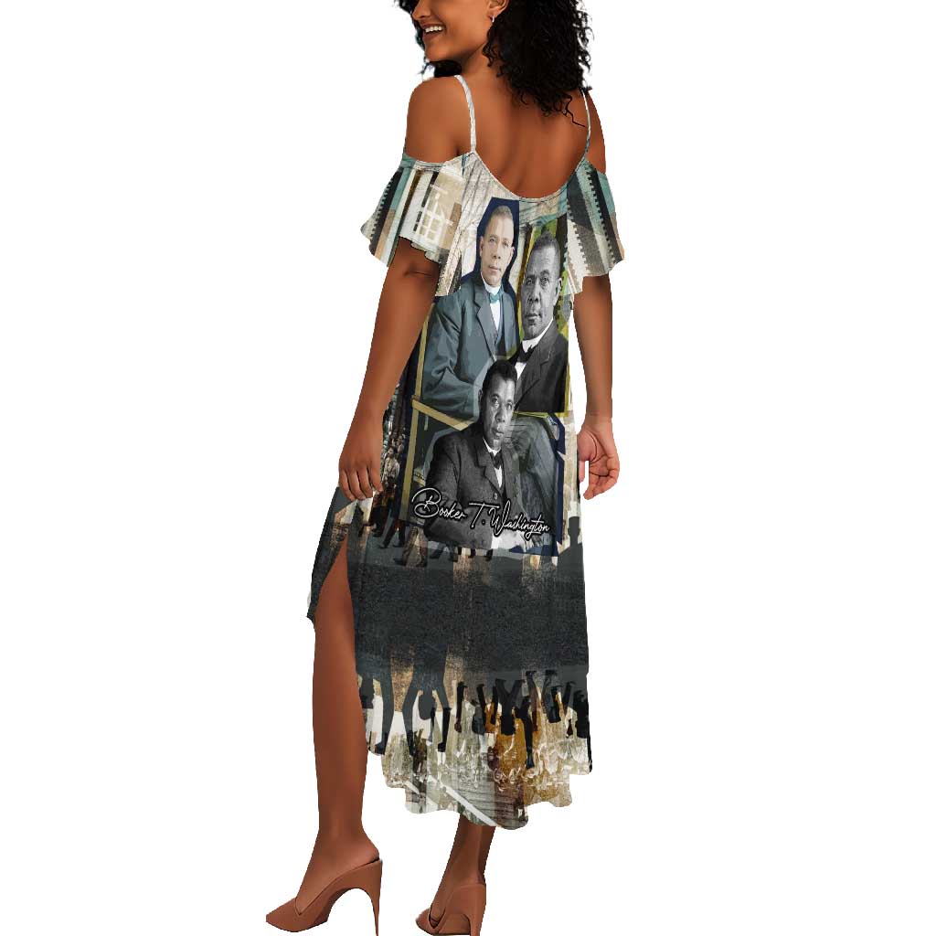 Booker T. Washington Summer Maxi Dress Historic Portrait Collage Civil Rights Legacy Educational Pioneer Design TS04