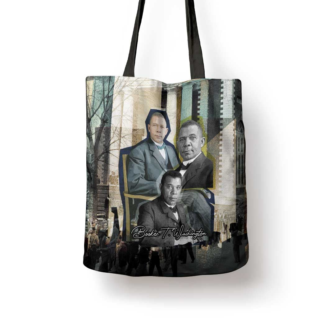 Booker T. Washington Tote Bag Historic Portrait Collage Civil Rights Legacy Educational Pioneer Design - African Pride