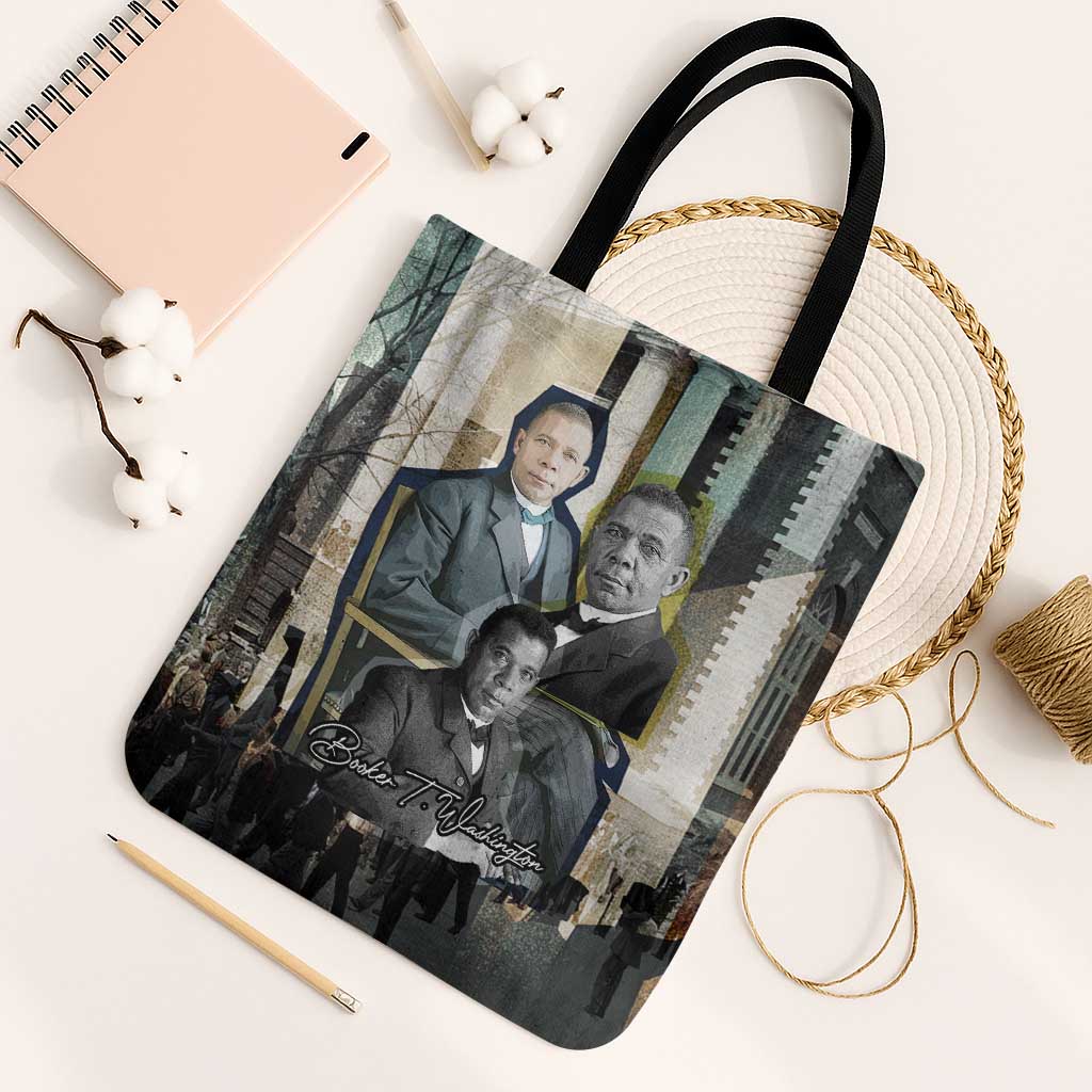Booker T. Washington Tote Bag Historic Portrait Collage Civil Rights Legacy Educational Pioneer Design - African Pride
