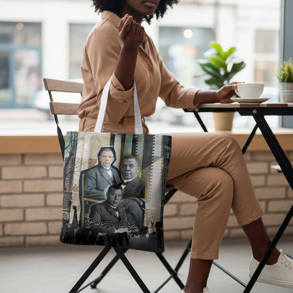 Booker T. Washington Tote Bag Historic Portrait Collage Civil Rights Legacy Educational Pioneer Design - African Pride