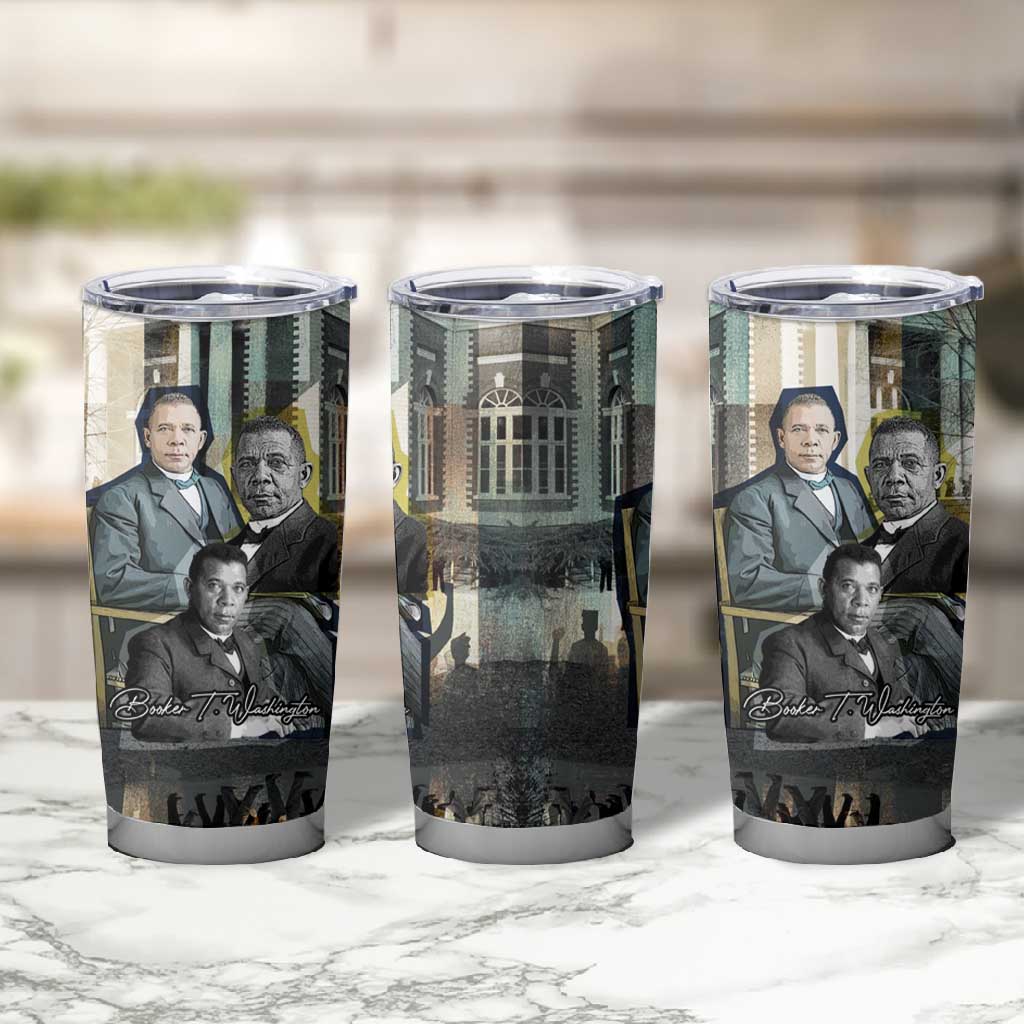 Booker T. Washington Tumbler Cup Historic Portrait Collage Civil Rights Legacy Educational Pioneer Design - African Pride