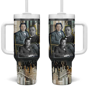 Booker T. Washington Tumbler With Handle Historic Portrait Collage Civil Rights Legacy Educational Pioneer Design - African Pride