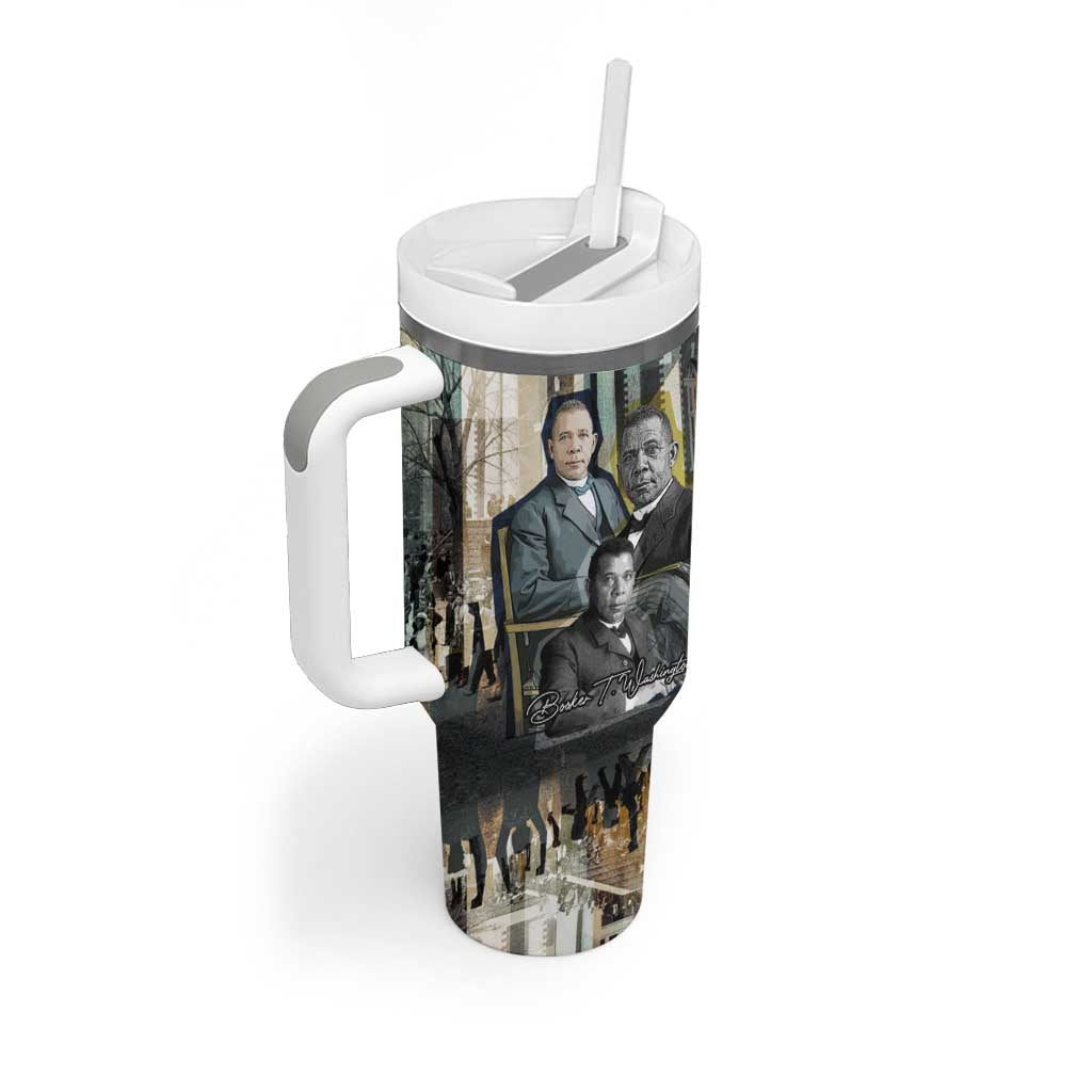 Booker T. Washington Tumbler With Handle Historic Portrait Collage Civil Rights Legacy Educational Pioneer Design - African Pride