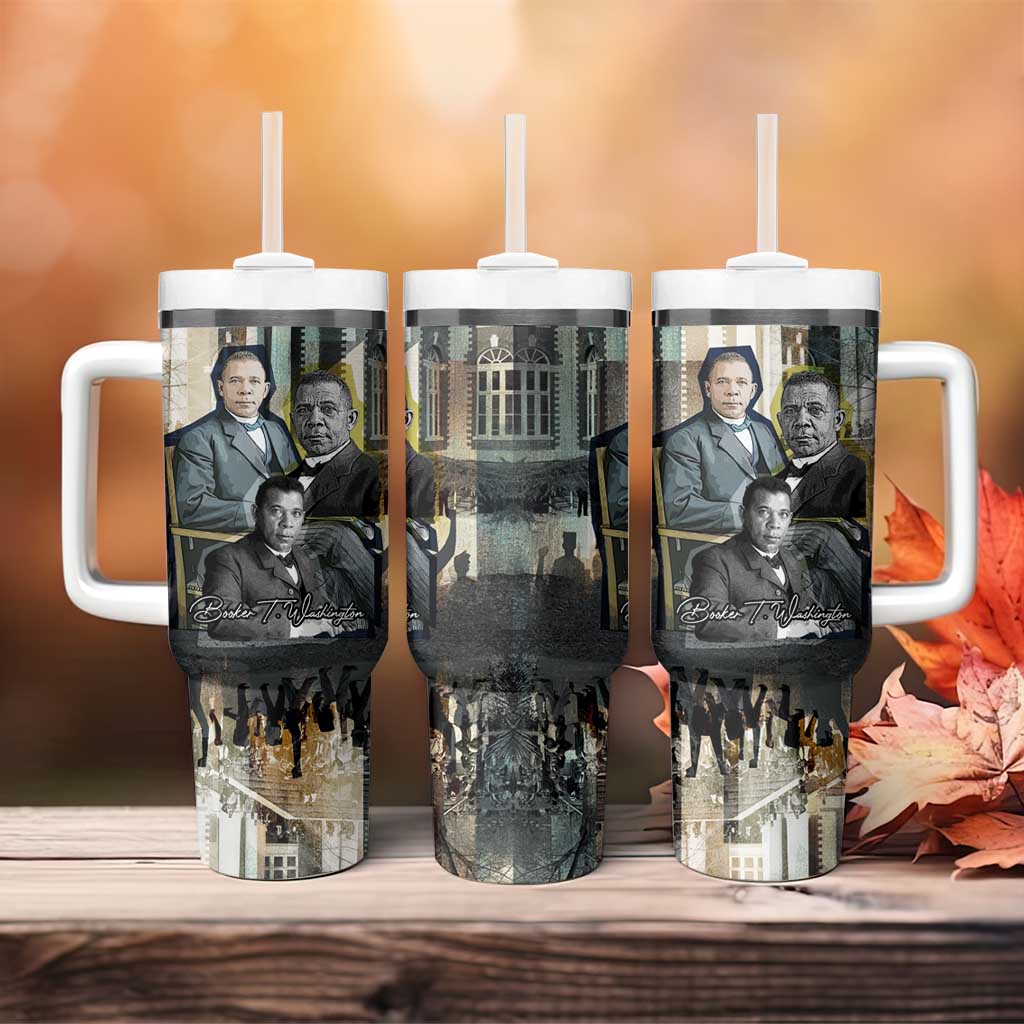 Booker T. Washington Tumbler With Handle Historic Portrait Collage Civil Rights Legacy Educational Pioneer Design - African Pride