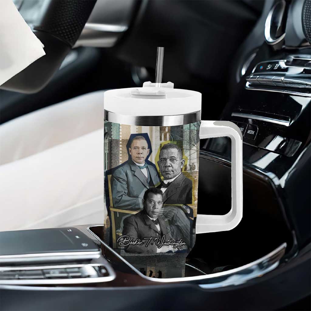 Booker T. Washington Tumbler With Handle Historic Portrait Collage Civil Rights Legacy Educational Pioneer Design - African Pride