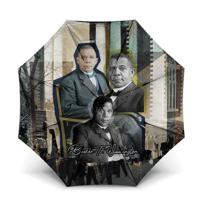 Booker T. Washington Umbrella Historic Portrait Collage Civil Rights Legacy Educational Pioneer Design - African Pride