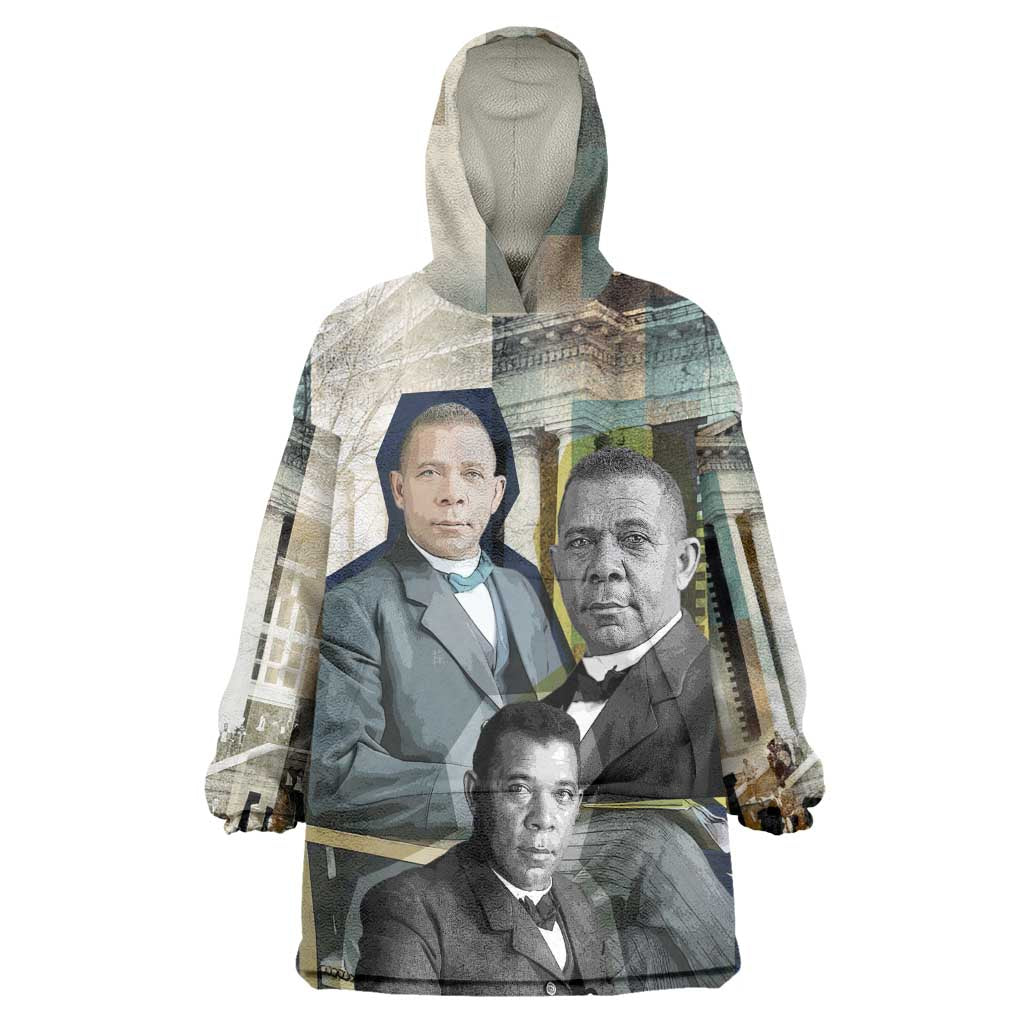 Booker T. Washington Wearable Blanket Hoodie Historic Portrait Collage Civil Rights Legacy Educational Pioneer Design - African Pride