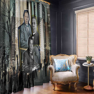 Booker T. Washington Window Curtain Historic Portrait Collage Civil Rights Legacy Educational Pioneer Design - African Pride