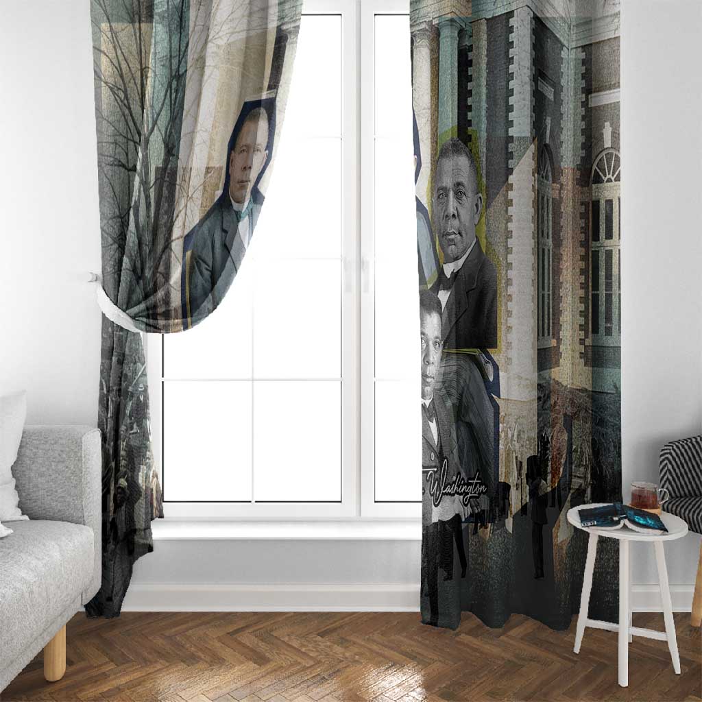 Booker T. Washington Window Curtain Historic Portrait Collage Civil Rights Legacy Educational Pioneer Design - African Pride