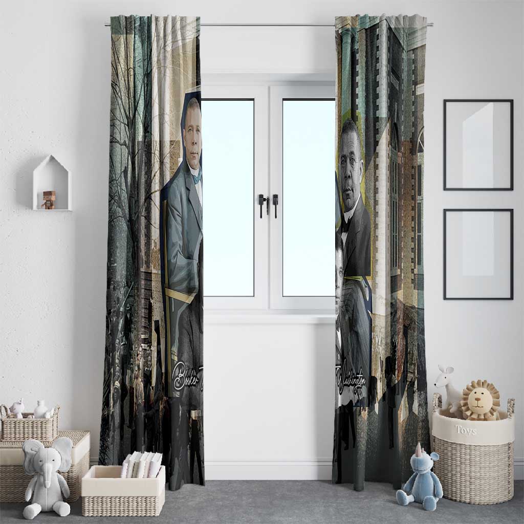 Booker T. Washington Window Curtain Historic Portrait Collage Civil Rights Legacy Educational Pioneer Design - African Pride