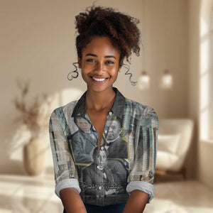 Booker T. Washington Women Casual Shirt Historic Portrait Collage Civil Rights Legacy Educational Pioneer Design - African Pride