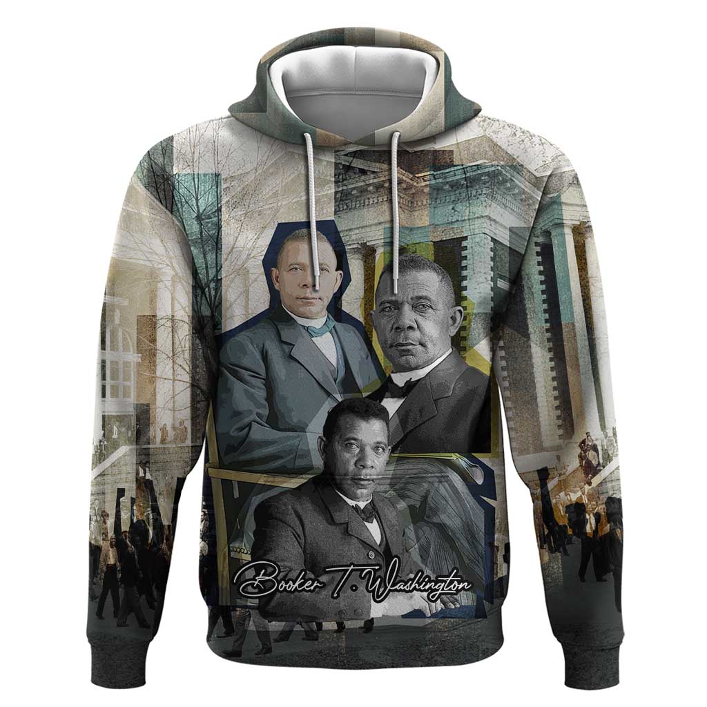 Booker T. Washington Zip Hoodie Historic Portrait Collage Civil Rights Legacy Educational Pioneer Design - African Pride