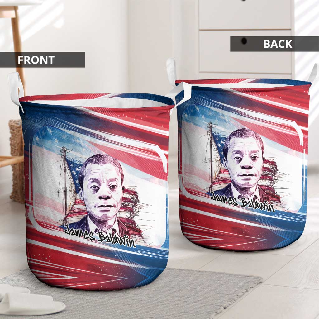 James Baldwin Laundry Basket Artistic Portrait Quote on Love and Awareness Civil Rights Tribute - African Pride