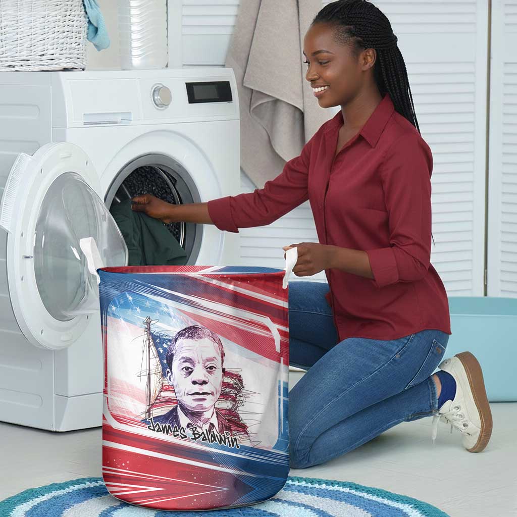 James Baldwin Laundry Basket Artistic Portrait Quote on Love and Awareness Civil Rights Tribute - African Pride