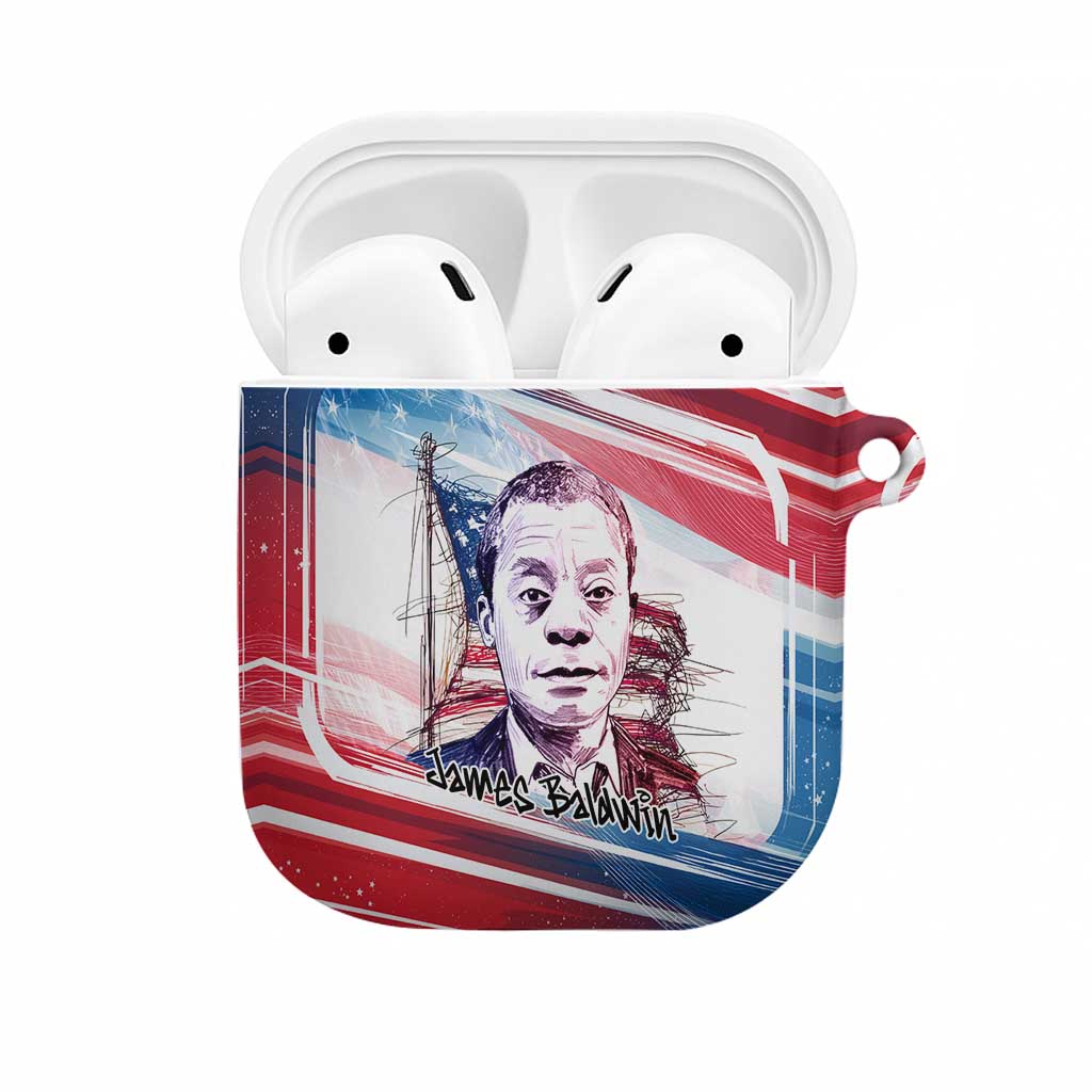 James Baldwin AirPods Case Artistic Portrait Quote on Love and Awareness Civil Rights Tribute - African Pride