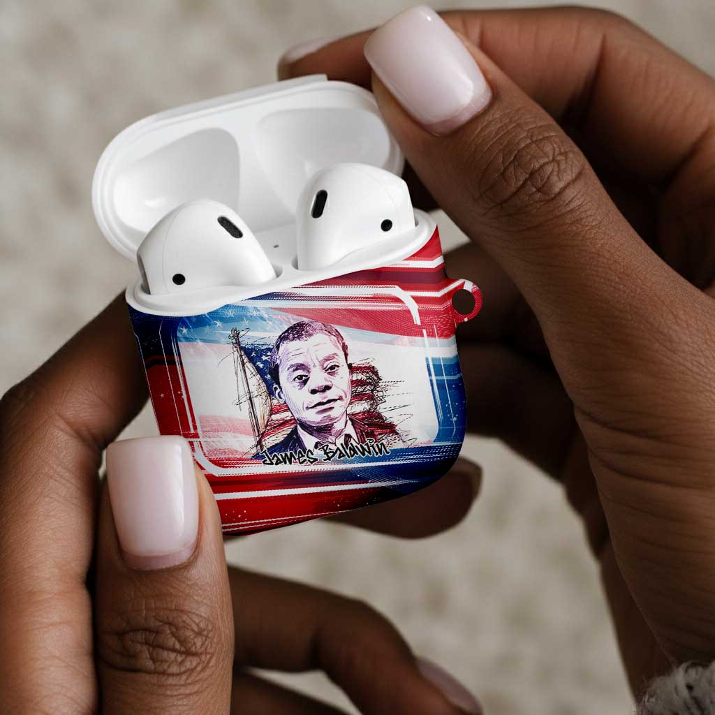James Baldwin AirPods Case Artistic Portrait Quote on Love and Awareness Civil Rights Tribute - African Pride