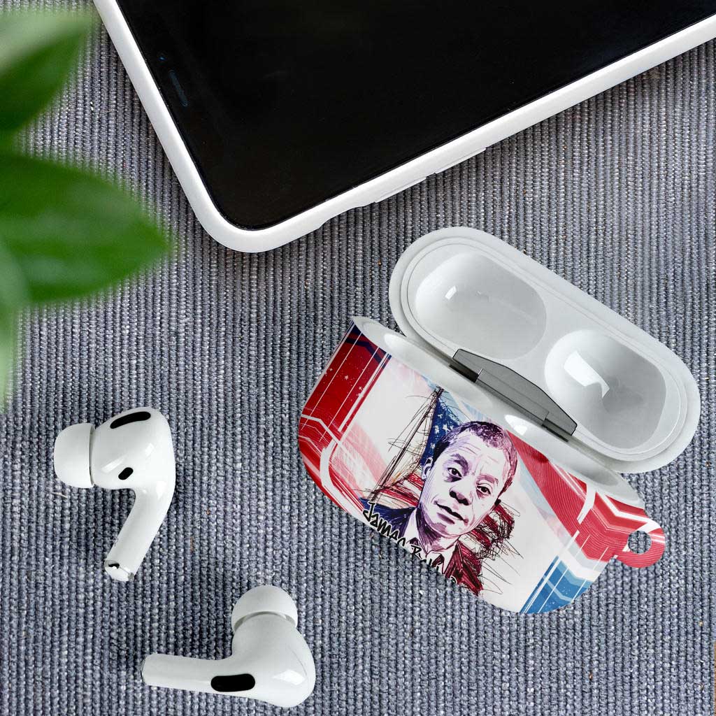James Baldwin AirPods Case Artistic Portrait Quote on Love and Awareness Civil Rights Tribute - African Pride