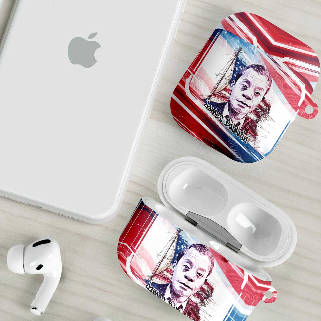 James Baldwin AirPods Case Artistic Portrait Quote on Love and Awareness Civil Rights Tribute - African Pride
