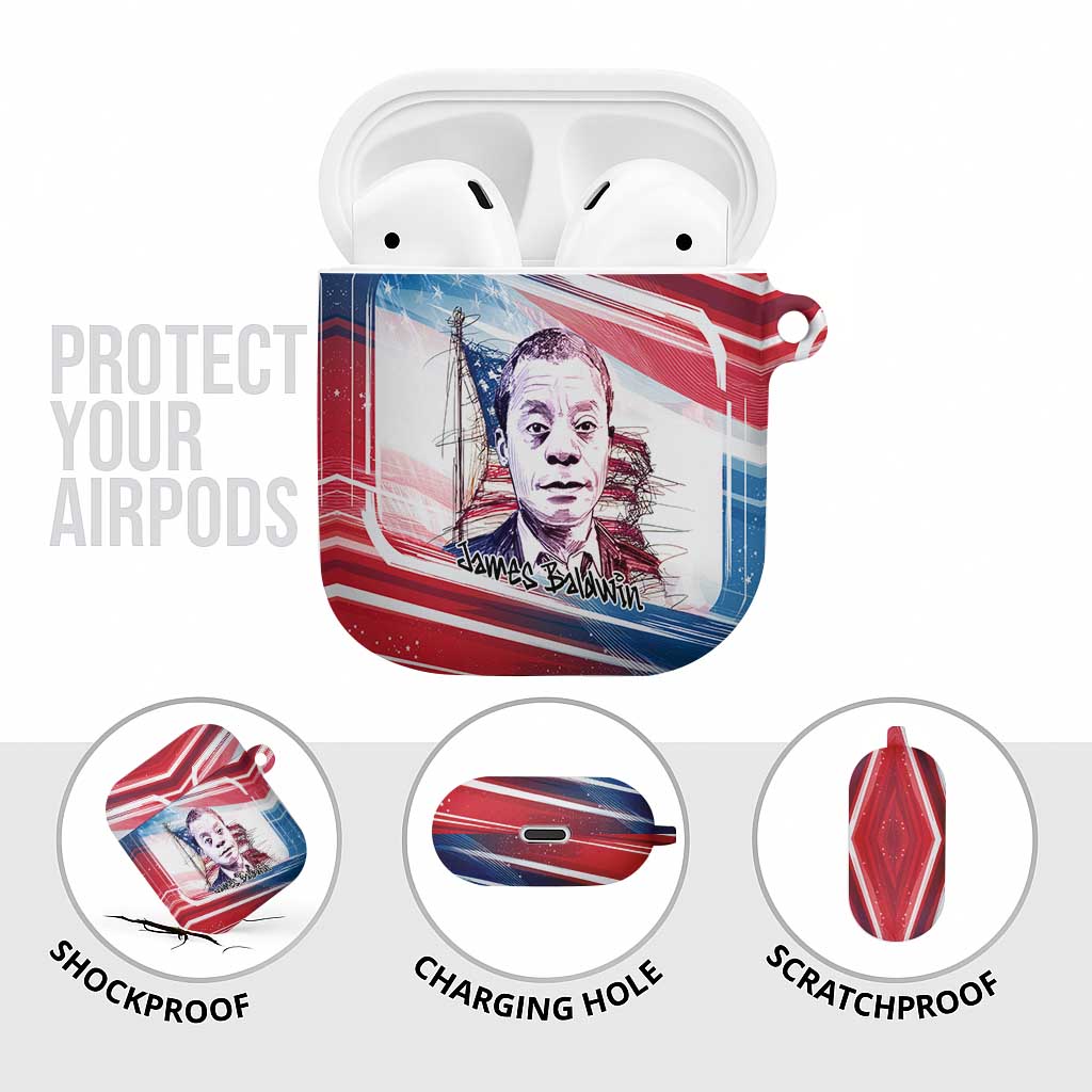 James Baldwin AirPods Case Artistic Portrait Quote on Love and Awareness Civil Rights Tribute - African Pride