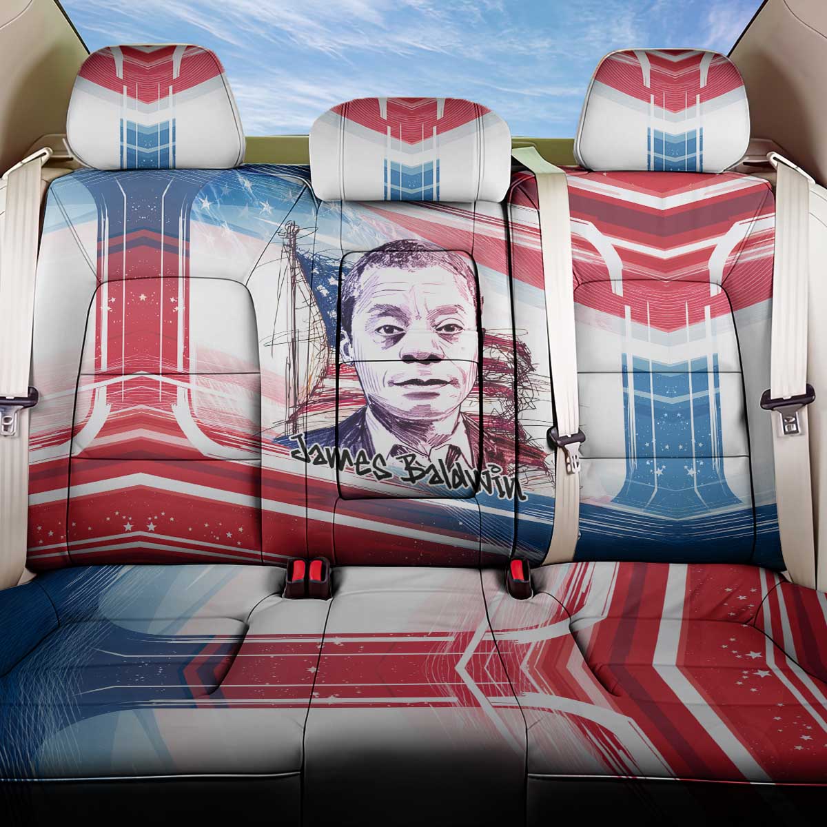 James Baldwin Back Car Seat Cover Artistic Portrait Quote on Love and Awareness Civil Rights Tribute - African Pride