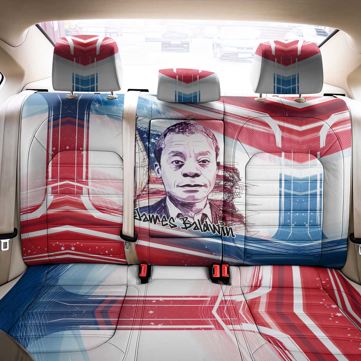 James Baldwin Back Car Seat Cover Artistic Portrait Quote on Love and Awareness Civil Rights Tribute - African Pride