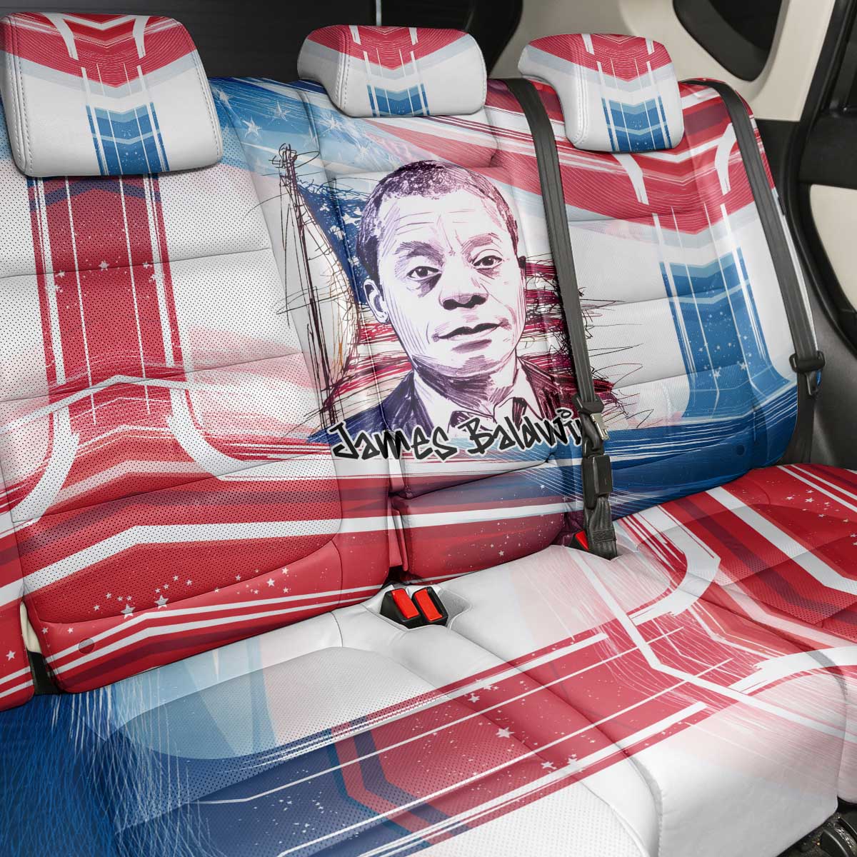 James Baldwin Back Car Seat Cover Artistic Portrait Quote on Love and Awareness Civil Rights Tribute - African Pride