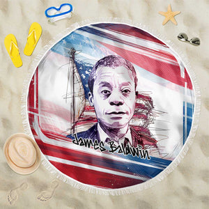 James Baldwin Beach Blanket Artistic Portrait Quote on Love and Awareness Civil Rights Tribute - African Pride