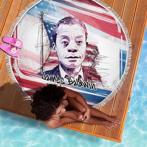James Baldwin Beach Blanket Artistic Portrait Quote on Love and Awareness Civil Rights Tribute - African Pride