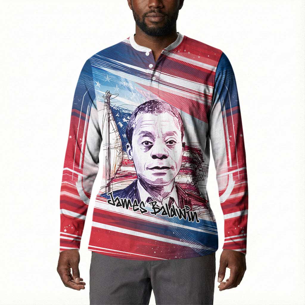 James Baldwin Button Sweatshirt Artistic Portrait Quote on Love and Awareness Civil Rights Tribute