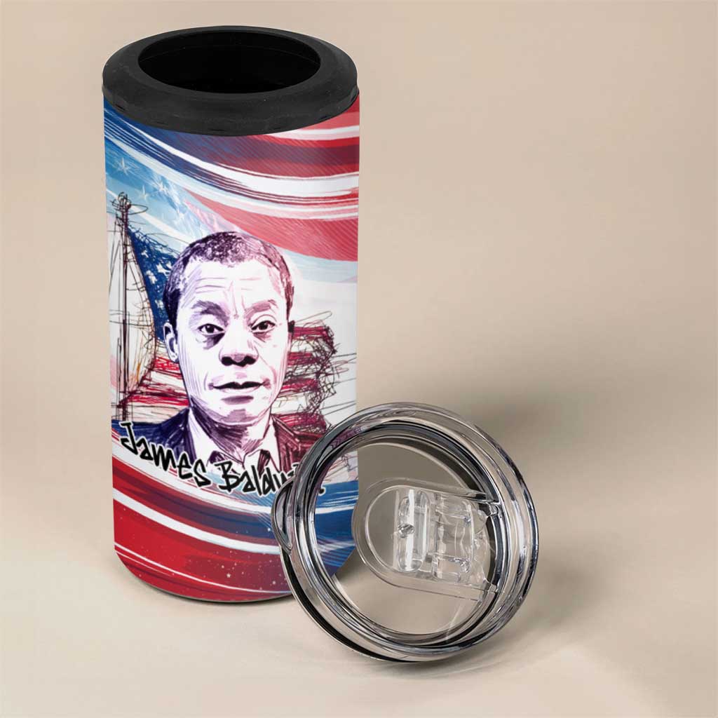 James Baldwin 4 in 1 Can Cooler Tumbler Artistic Portrait Quote on Love and Awareness Civil Rights Tribute - African Pride