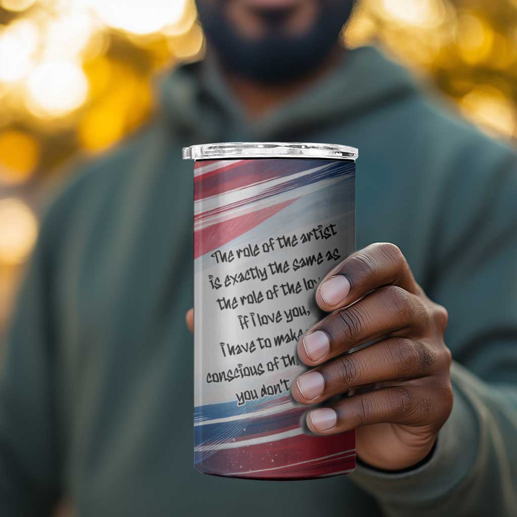James Baldwin 4 in 1 Can Cooler Tumbler Artistic Portrait Quote on Love and Awareness Civil Rights Tribute - African Pride